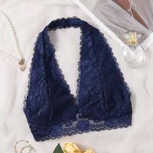 Small navy blue lace SHEIN bralette